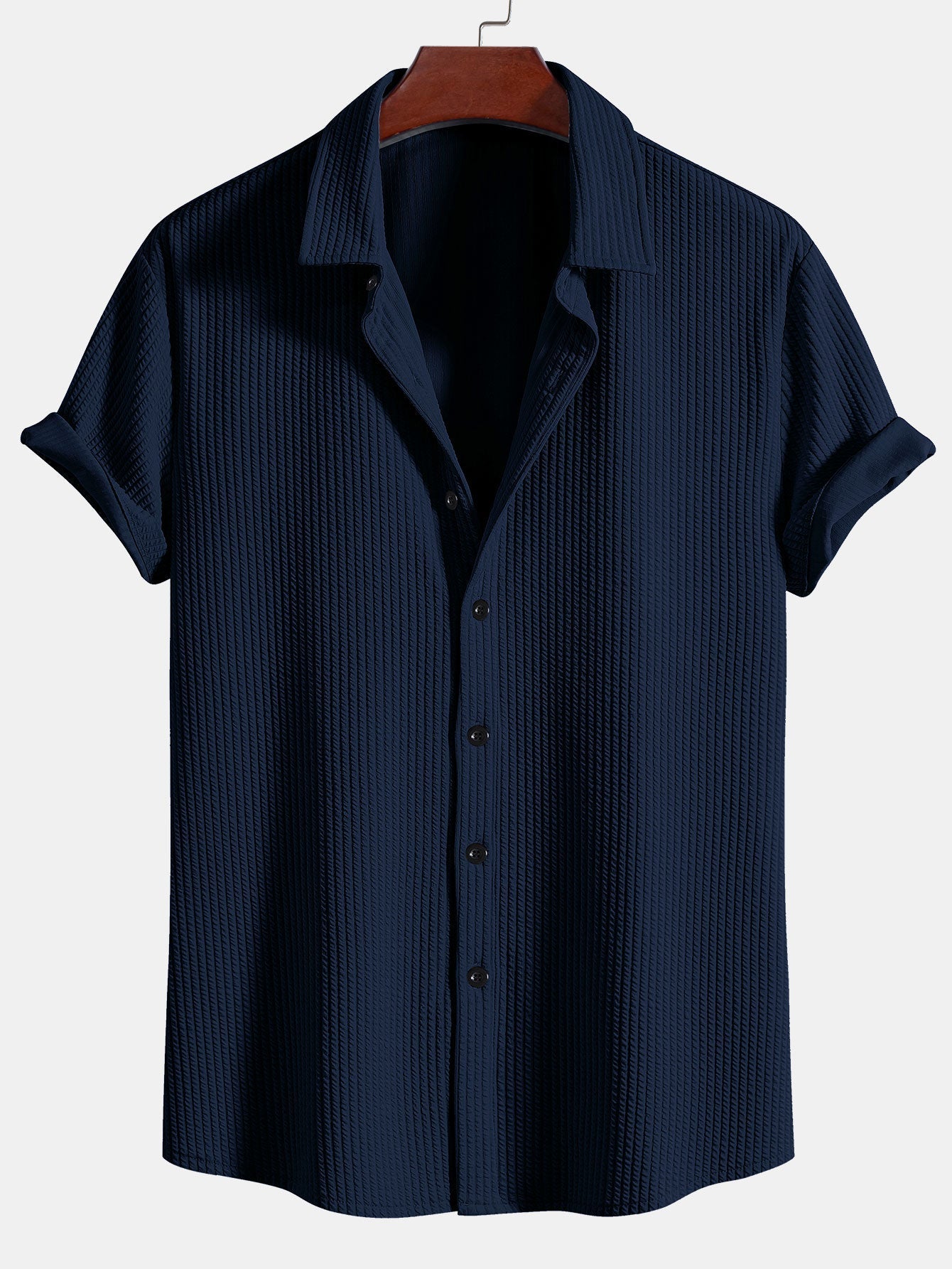 Derada | Geribbeld Button - Up Comfort Shirt - Derada Fashion