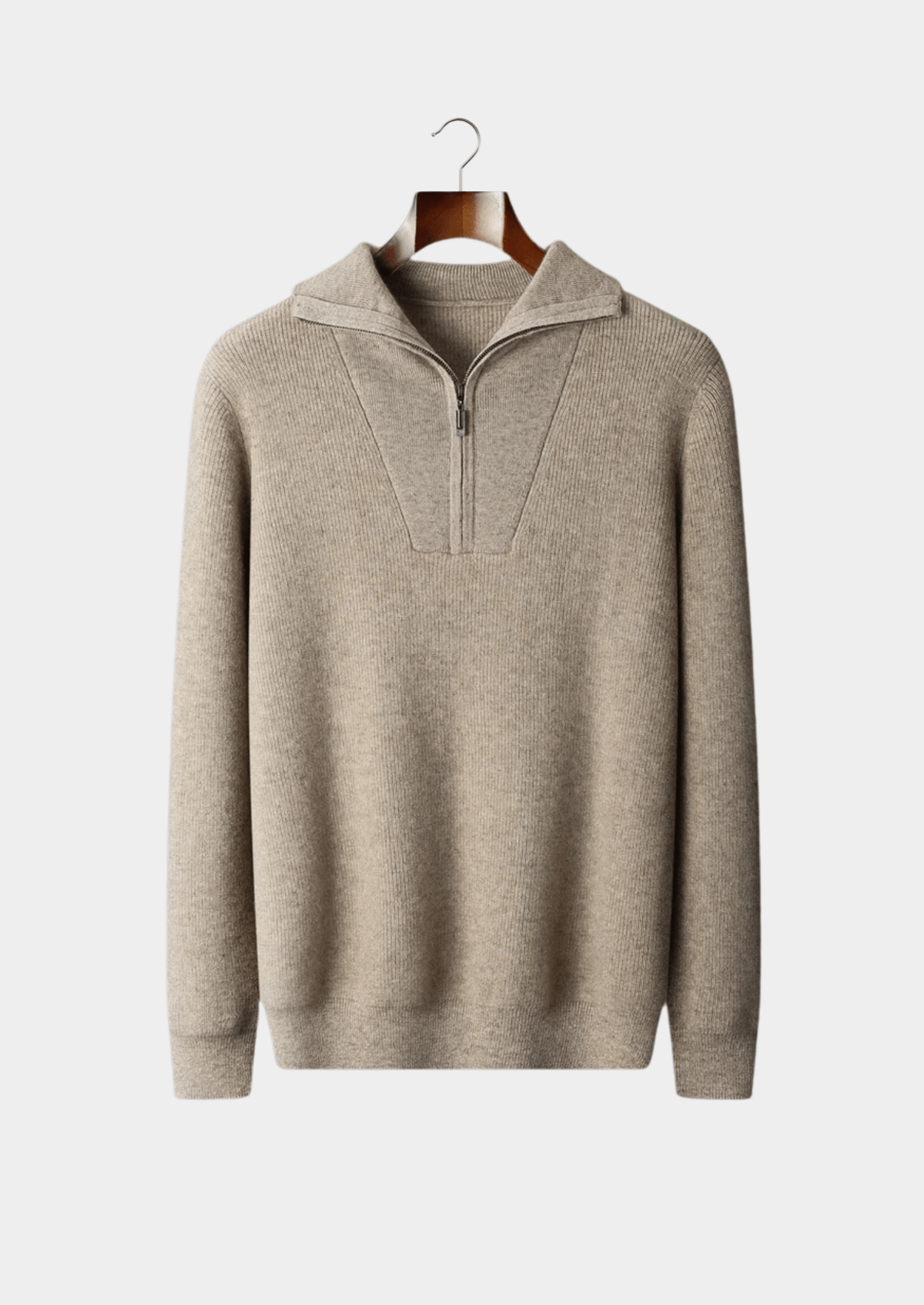 PREMIUM CASHMERE RIBBED HALF - ZIP SWEATER - Derada