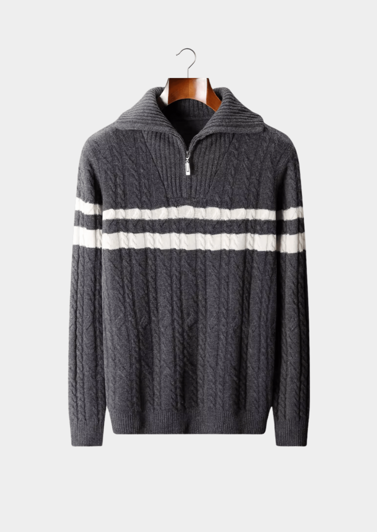 PURE EXTRA - FINE MERINO WOOL STRIPED HALF - ZIP SWEATER - Derada