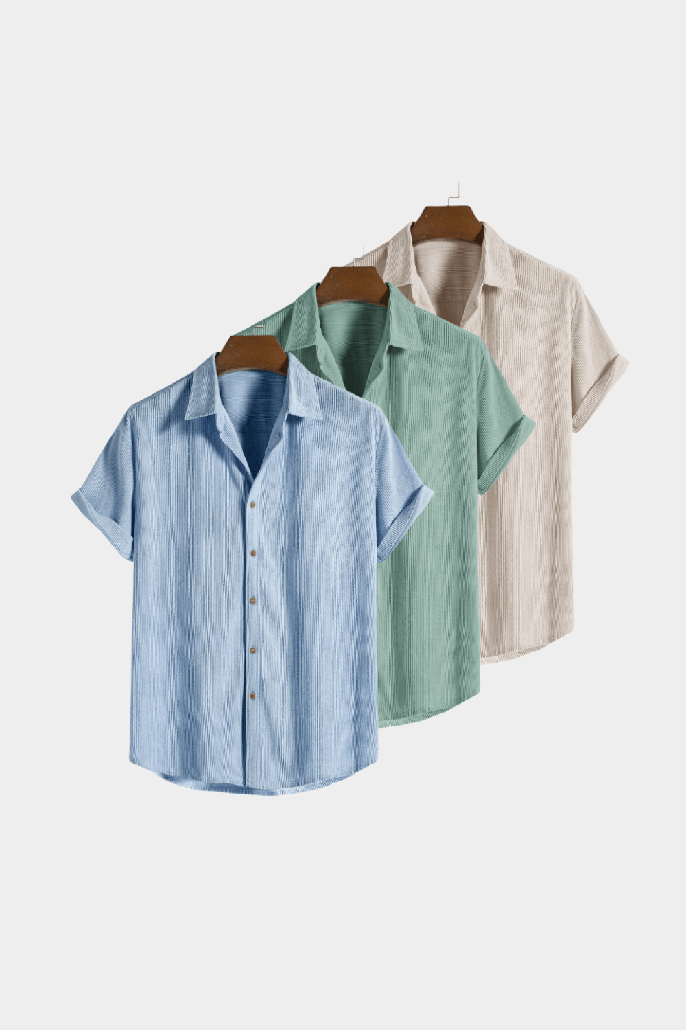 Derada | 3 - Pack Corduroy Casual Button - Up Shirt - Derada