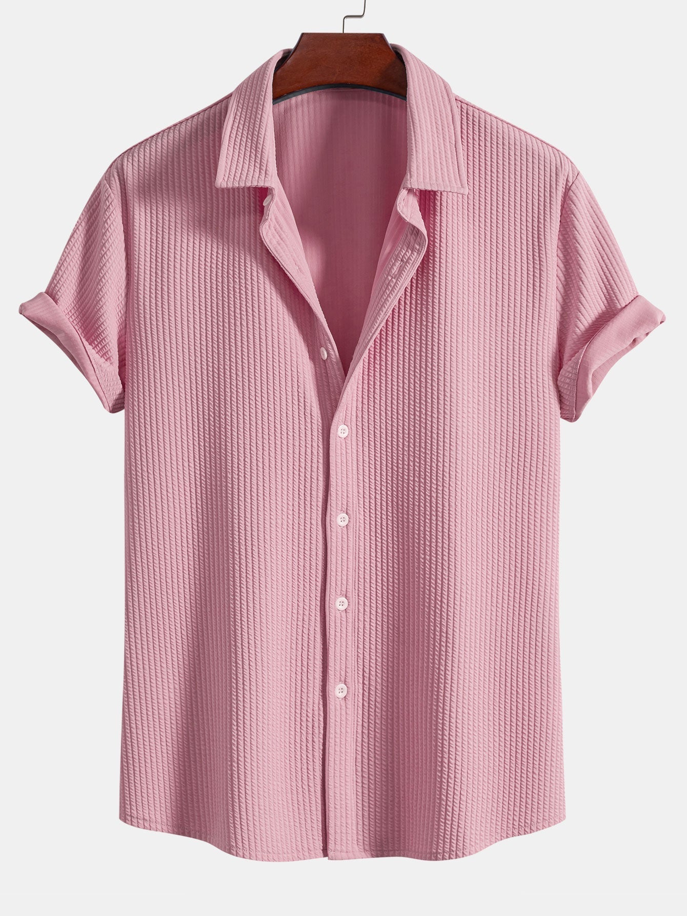 Derada | Geribbeld Button - Up Comfort Shirt - Derada Fashion