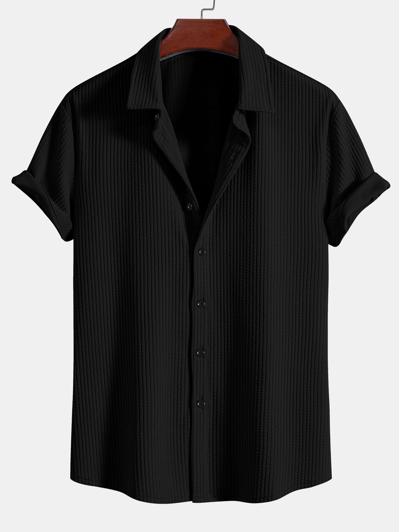 Derada | Geribbeld Button - Up Comfort Shirt - Derada Fashion