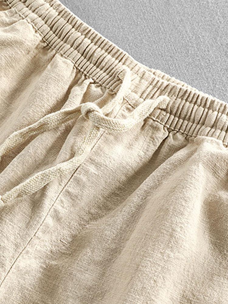 Derada | Naturel Linnen Trekkoord Shorts - Derada Fashion