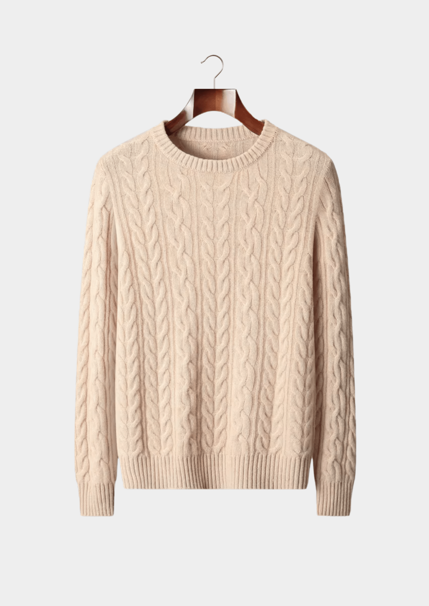 PURE EXTRA - FINE MERINO WOOL CABLE KNIT CREWNECK - Derada