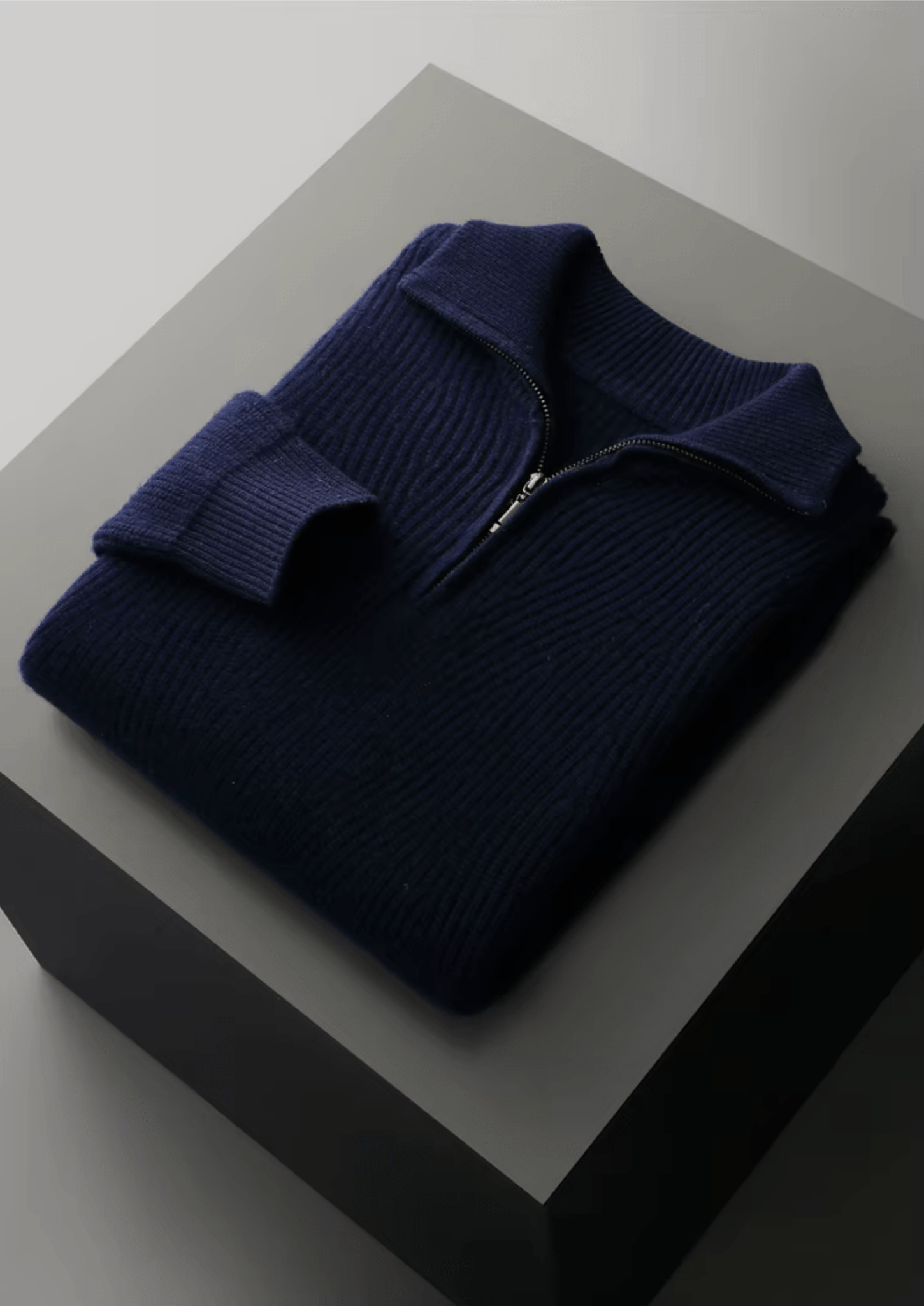 PURE EXTRA - FINE MERINO WOOL RIBBED HALF - ZIP - Derada